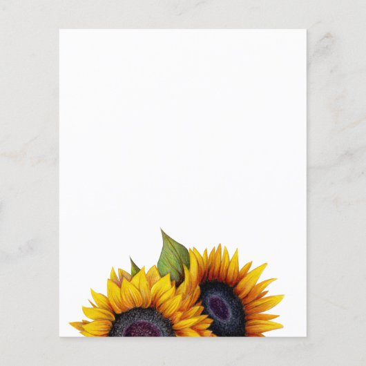 Sonnenblume rustikal elegante BUDGET Hochzeitseinl (Rückseite)