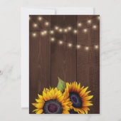 Sonnenblume rustikal elegante Drehbühnenholz Hochz Einladung (Rückseite)