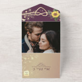 Sonnenblume Rustikal Elegante Lila Hochzeit All In One Einladung (Außenbereich)