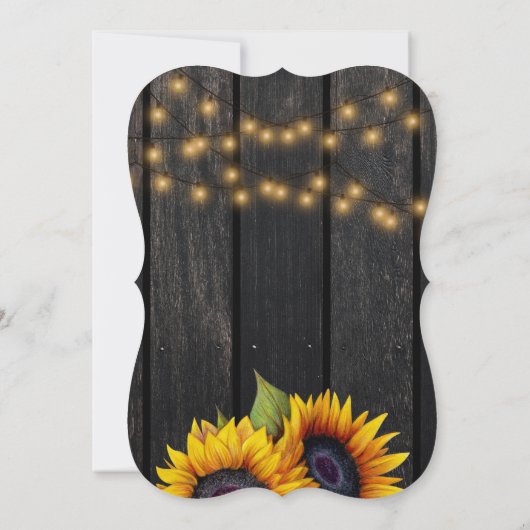 Sonnenblume rustikal goldfarbenes Stallenholz Hoch Einladung (Rückseite)