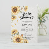 Sonnenblume Rustikale Babydusche Einladung (Stehend Vorderseite)