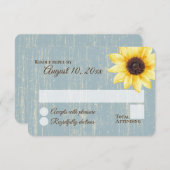 Sonnenblume Rustikale Blauer Stall Hochzeitsreakti Einladung (Vorne/Hinten)