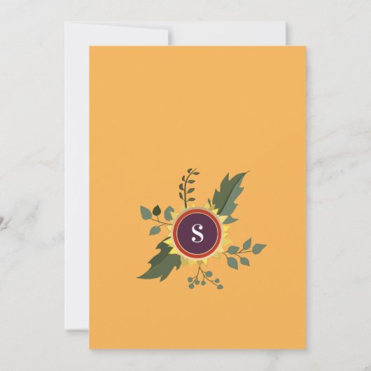 Sonnenblume Rustikale Blumenhochzeit Einladung (Rückseite)