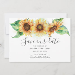 Sonnenblume Rustikale Botanische Wasserfarbenhochz Save The Date