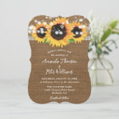Sonnenblume Rustikale Burlap Hochzeit Einladung (Stehend Vorderseite)