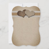 Sonnenblume Rustikale Burlap Lace Hochzeit Einladung (Rückseite)