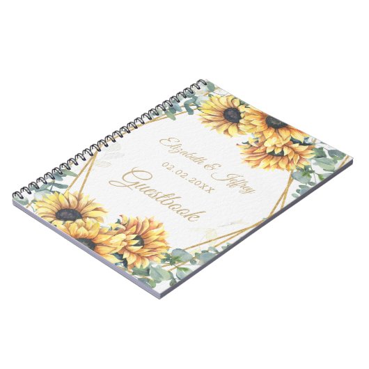 Sonnenblume Rustikale Elegante Geometrische Hochze Notizblock (Linke Seite)