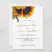Sonnenblume rustikale elegante goldene Hochzeit Einladung (Vorderseite)