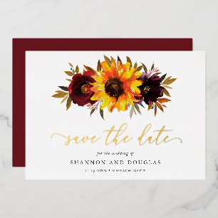Sonnenblume Rustikale Elegante Hochzeit Termin vor Folieneinladung