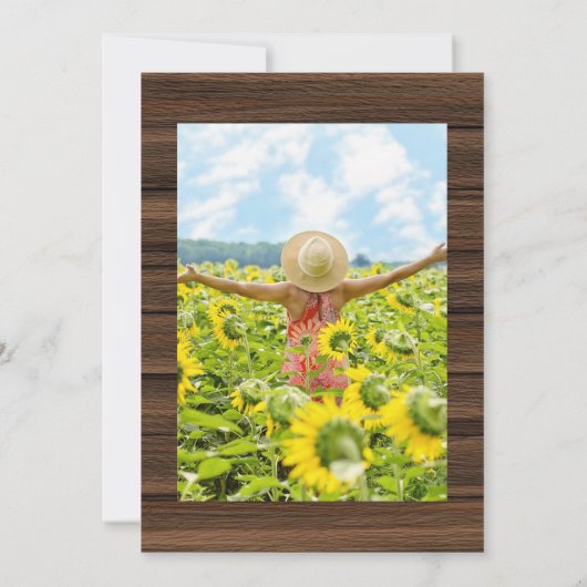 Sonnenblume Rustikale geometrische Feier des Leben Einladung (Rückseite)