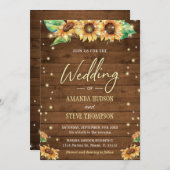 Sonnenblume Rustikale Hochzeit Herbst Niedliches E Einladung (Vorne/Hinten)