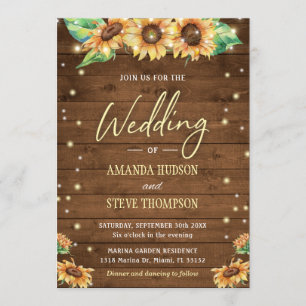 Sonnenblume Rustikale Hochzeit Herbst Niedliches E Einladung