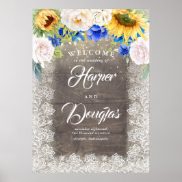 Sonnenblume Rustikale Hochzeit im Herbst Begrüßung Poster