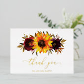 Sonnenblume Rustikale Hochzeit im Herbst Danke Kar Folieneinladung (Stehend vorne)