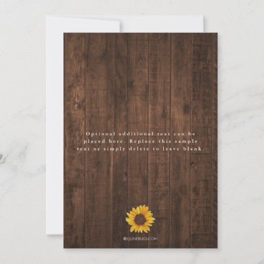 Sonnenblume Rustikale Hochzeit speichern Datum Ein Save The Date (Rückseite)