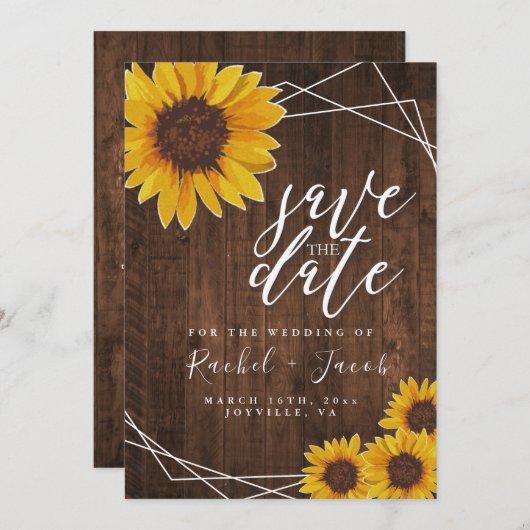Sonnenblume Rustikale Hochzeit speichern Datum Ein Save The Date (Vorne/Hinten)