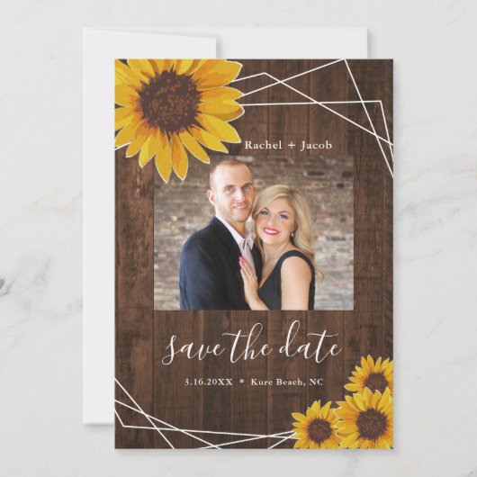 Sonnenblume Rustikale Hochzeit Speichern Sie das D Save The Date (Vorderseite)