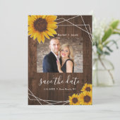 Sonnenblume Rustikale Hochzeit Speichern Sie das D Save The Date (Stehend Vorderseite)