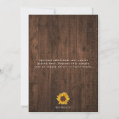 Sonnenblume Rustikale Hochzeit Speichern Sie das D Save The Date (Rückseite)