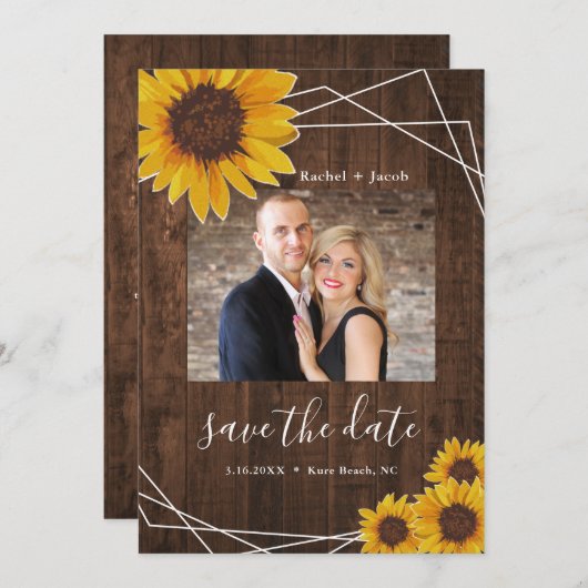 Sonnenblume Rustikale Hochzeit Speichern Sie das D Save The Date (Vorne/Hinten)