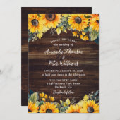 Sonnenblume Rustikale Hochzeit von Laubwald Einladung (Vorne/Hinten)