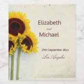 Sonnenblume Rustikale Hochzeit Weinetikett (Einzelnes Label)
