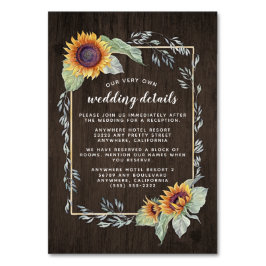 Sonnenblume Rustikale Hochzeitkarten Tischnummer
