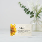 Sonnenblume. Rustikale Hochzeitsdetails. Blume des Begleitkarte (Stehend Vorderseite)