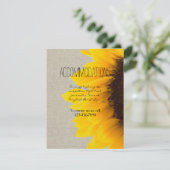 Sonnenblume Rustikale Hochzeitskarte Begleitkarte (Stehend Vorderseite)