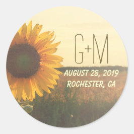 Sonnenblume Rustikale Hochzeitskleber Runder Aufkleber