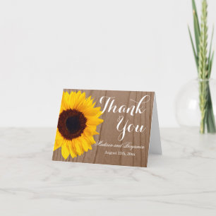 Sonnenblume Rustikale Holz Hochzeit Danke Karte
