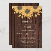 Sonnenblume Rustikale Holzbauernhöfe Hochzeit Einladung (Vorne/Hinten)