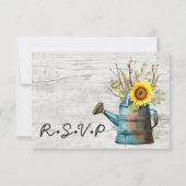 Sonnenblume Rustikale Holzfarm Hochzeit Einladung (Rückseite)