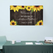 Sonnenblume Rustikale Holzofenlampe Hochzeitsfeier Banner (Messeveranstaltung)