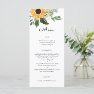 Sonnenblume Rustikale Landkarte Hochzeitsmenü Menükarte
