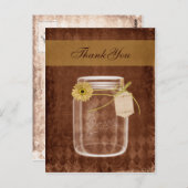 Sonnenblume rustikale Mason Glas Hochzeit danke Postkarte (Vorne/Hinten)
