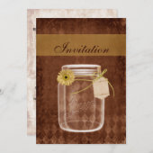 Sonnenblume rustikale Mason Glas Hochzeit lädt ein Einladung (Vorne/Hinten)