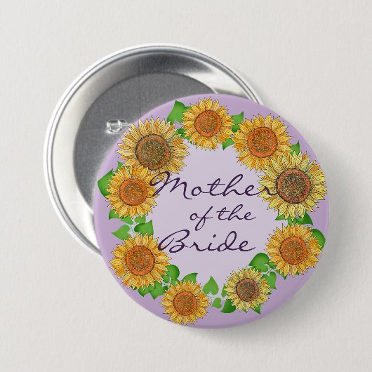 Sonnenblume Rustikale Mutter Grün der Braut Button (Vorne & Hinten)