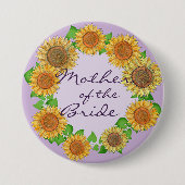 Sonnenblume Rustikale Mutter Grün der Braut Button (Vorderseite)