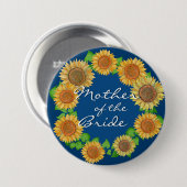 Sonnenblume Rustikale Navy Blaue Mutter der Braut Button (Vorne & Hinten)
