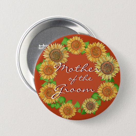 Sonnenblume Rustikale Terrakotta Mutter des Bodens Button (Vorne & Hinten)