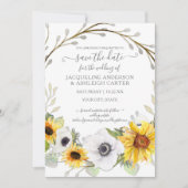 Sonnenblume Rustikale Wasserfarbe Save the Date Einladung (Vorderseite)