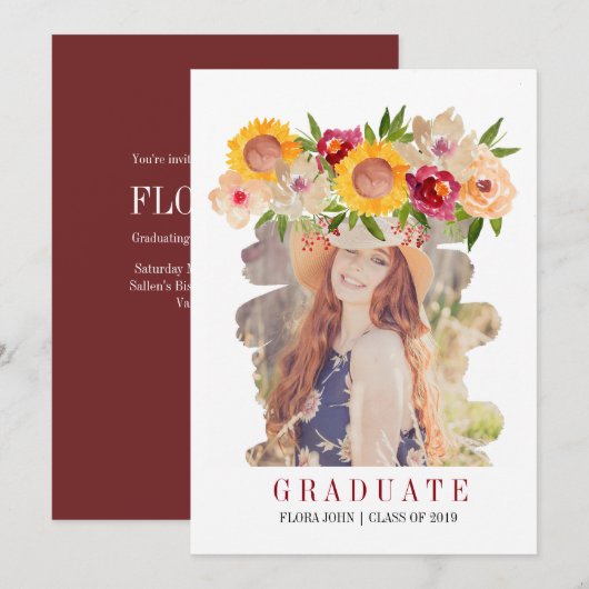 Sonnenblume rustikaler Abschluss Einladung (Vorne/Hinten)