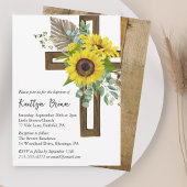 Sonnenblume Rustikaler Boho Holzkreuz Taufe Einladung