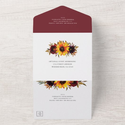 Sonnenblume Rustikaler Fall Blumen Elegante Hochze All In One Einladung (Außenbereich)