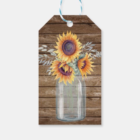 Sonnenblume Rustikaler Gefallen Tag, Gastgeschenk Geschenkanhänger (Rückseite)