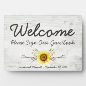 Sonnenblume Rustikaler Holzbauernhof Willkommen Gä Fotoplatte (Vorderseite)