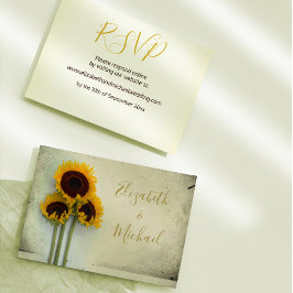 Sonnenblume Rustikaler moderner Typograph Wedding Einladung