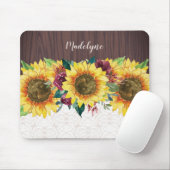 Sonnenblume Rustikaler Personalisierter Name Mousepad (Mit Mouse)