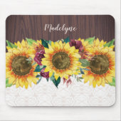 Sonnenblume Rustikaler Personalisierter Name Mousepad (Vorne)